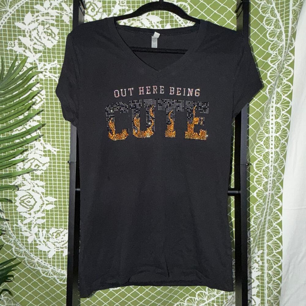 ✨ Y2K Rhinestone "CUTE" Graphic Tee ✨